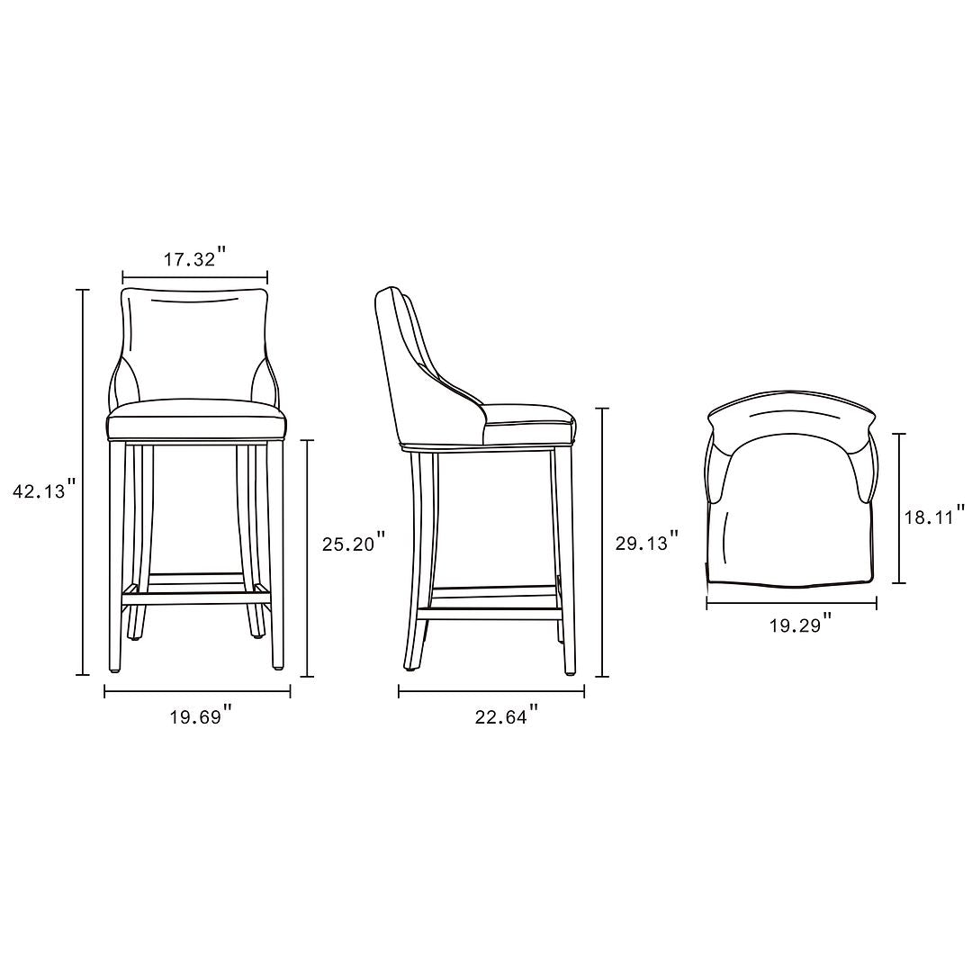 Manhattan Comfort Shubert 2-Piece Dark Taupe Upholstered Leatherette Barstool