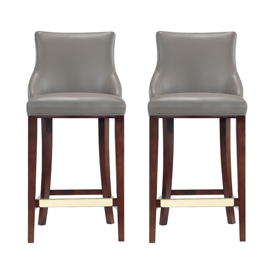 Manhattan Comfort Shubert 2-Piece Dark Taupe Upholstered Leatherette Barstool