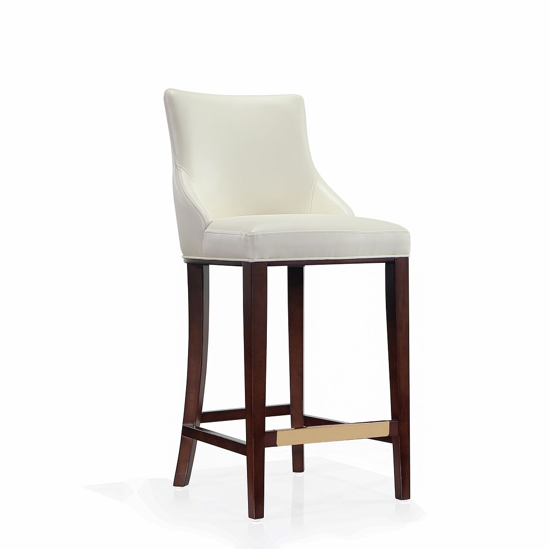 Manhattan Comfort Shubert 2-Piece Ivory Upholstered Leatherette Barstool