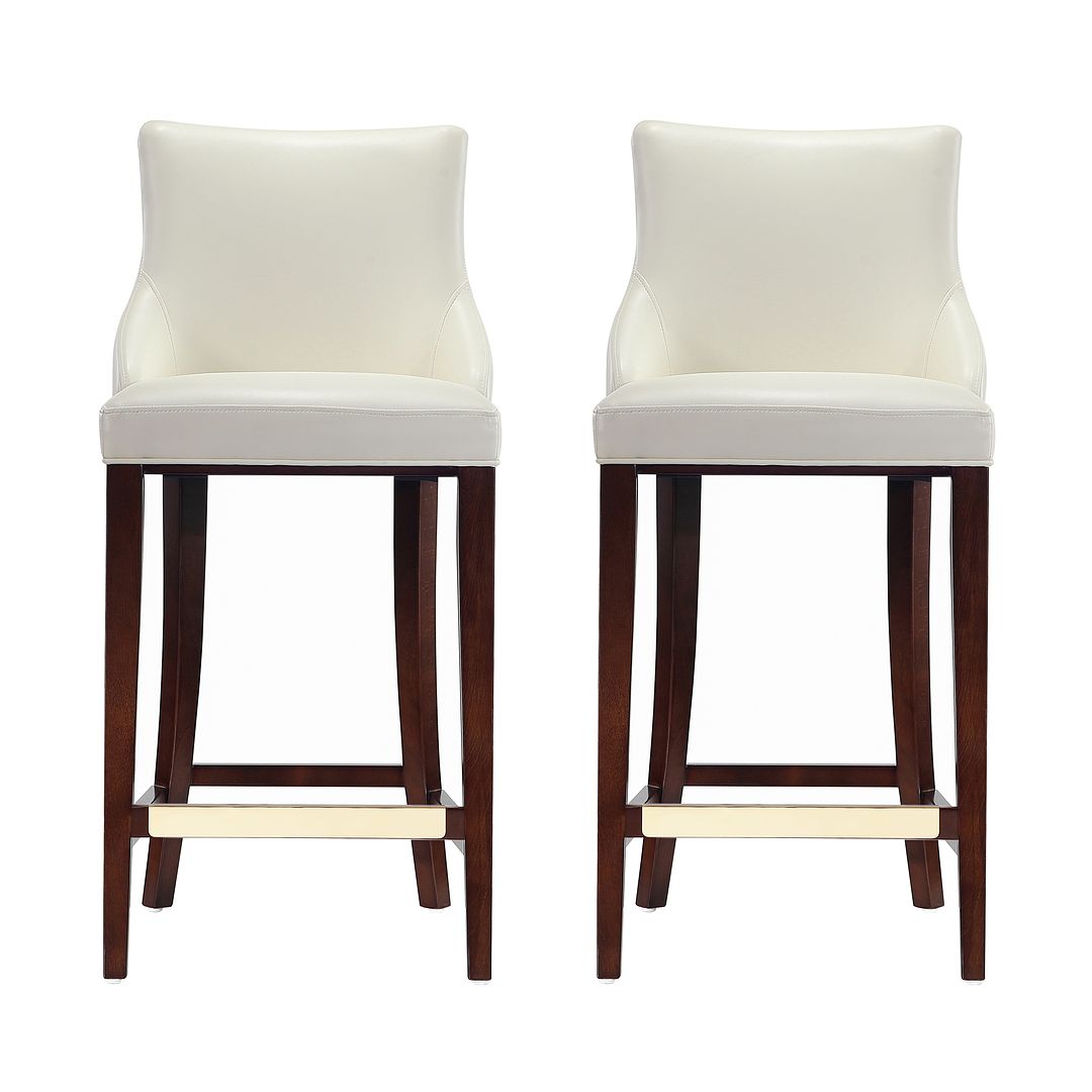 Manhattan Comfort Shubert 2-Piece Ivory Upholstered Leatherette Barstool