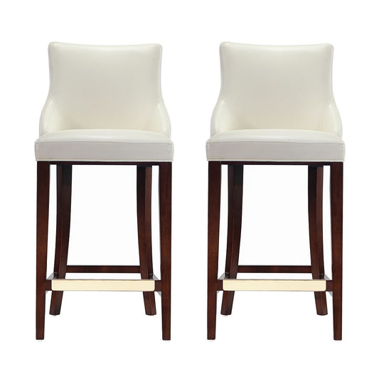 Manhattan Comfort Shubert 2-Piece Ivory Upholstered Leatherette Barstool