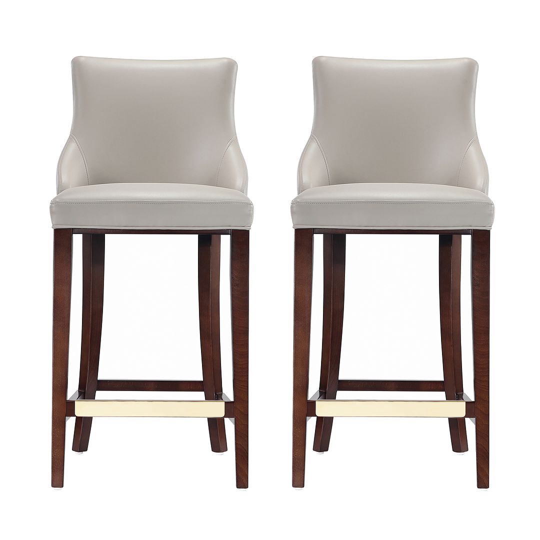 Manhattan Comfort Shubert 2-Piece Light Gray Upholstered Leatherette Barstool
