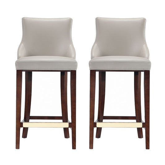Manhattan Comfort Shubert 2-Piece Light Gray Upholstered Leatherette Barstool