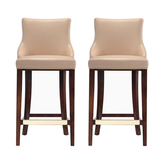 Manhattan Comfort Shubert 2-Piece Tan Upholstered Leatherette Barstool