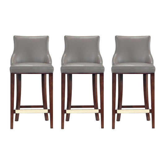 Manhattan Comfort Shubert 3-Piece Dark Taupe Upholstered Leatherette Barstool