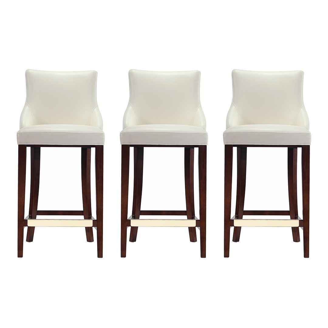 Manhattan Comfort Shubert 3-Piece Ivory Upholstered Leatherette Barstool