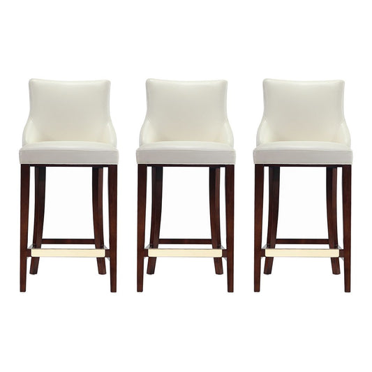 Manhattan Comfort Shubert 3-Piece Ivory Upholstered Leatherette Barstool