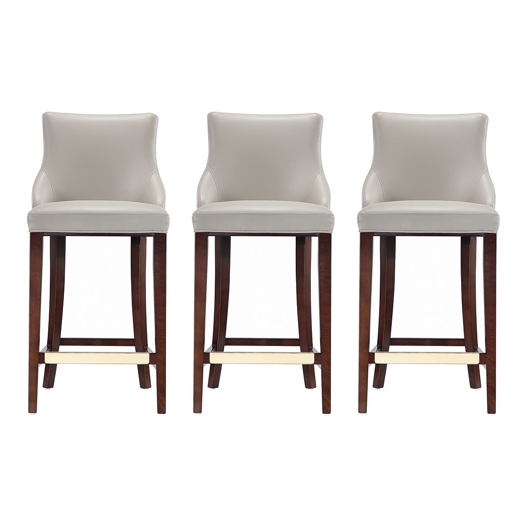 Manhattan Comfort Shubert 3-Piece Light Gray Upholstered Leatherette Barstool