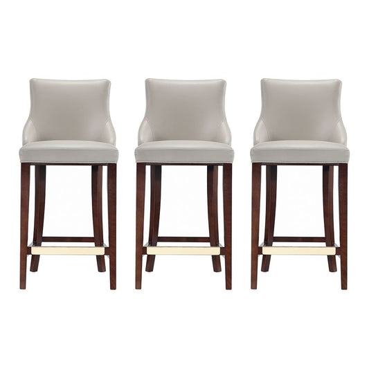 Manhattan Comfort Shubert 3-Piece Light Gray Upholstered Leatherette Barstool