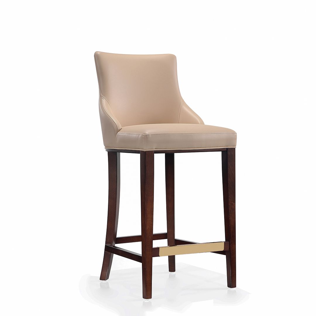Manhattan Comfort Shubert 3-Piece Tan Upholstered Leatherette Barstool