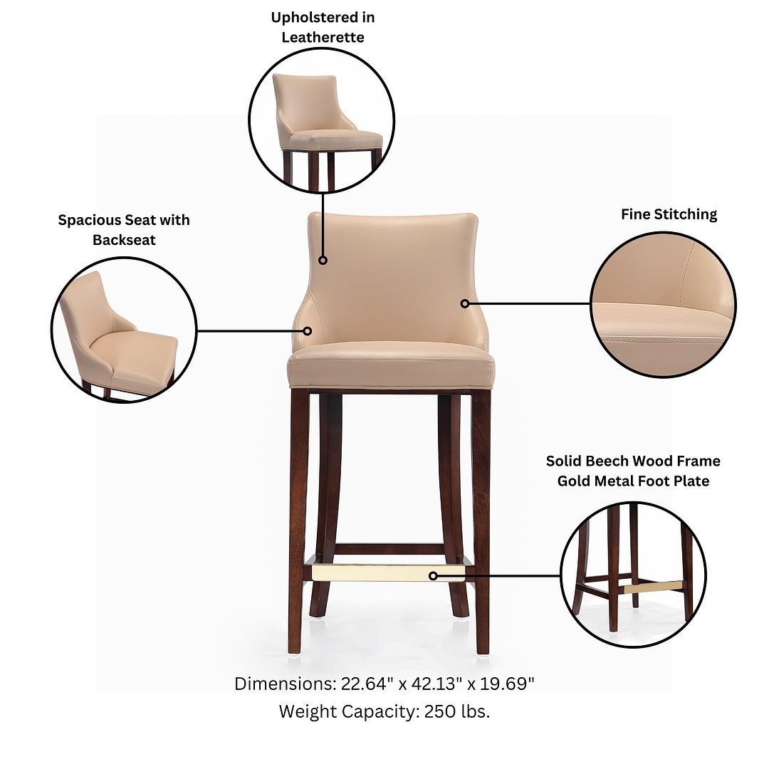Manhattan Comfort Shubert 3-Piece Tan Upholstered Leatherette Barstool