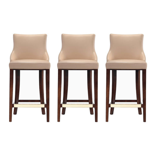 Manhattan Comfort Shubert 3-Piece Tan Upholstered Leatherette Barstool