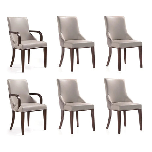 Manhattan Comfort Shubert 6-Piece Modern Faux Leather & Velvet Dining Chair Set In Light Gray