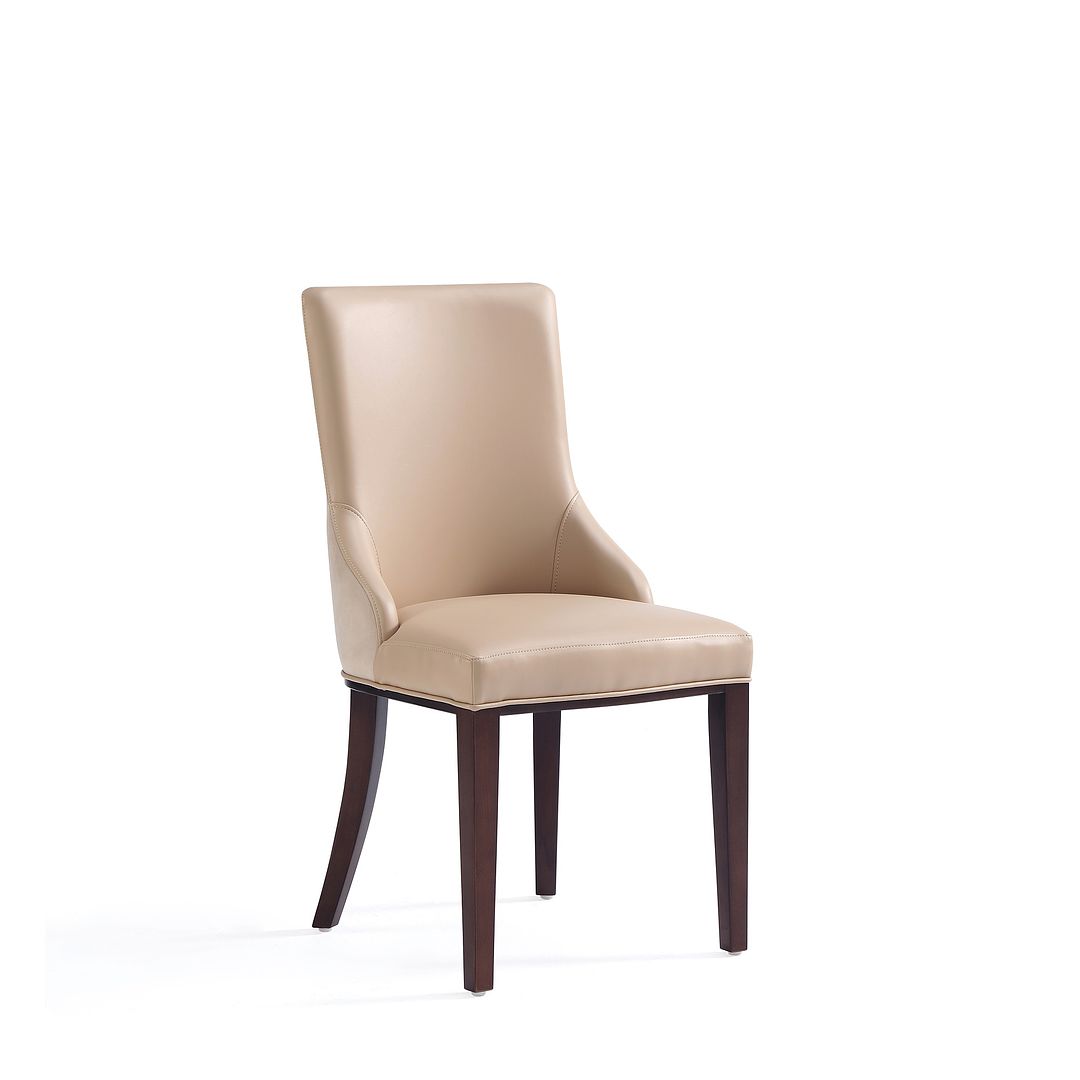 Manhattan Comfort Shubert 6-Piece Modern Faux Leather & Velvet Dining Chair Set In Tan