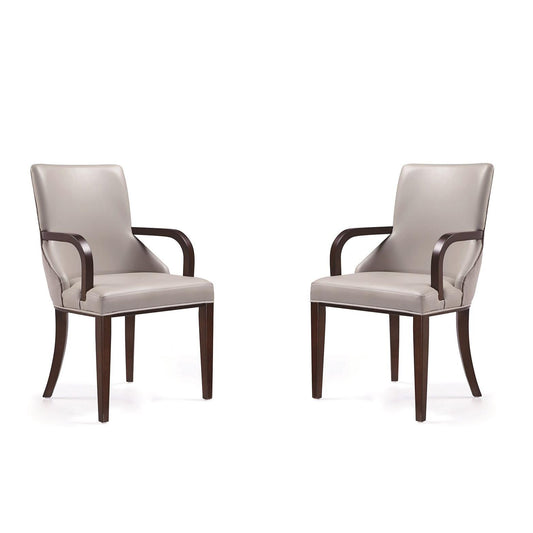 Manhattan Comfort Shubert Faux Leather & Velvet Light Gray Dining Armchairs In A Set Of 2
