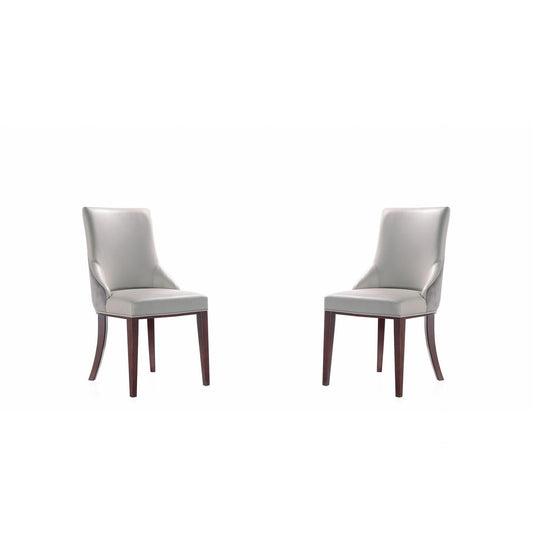 Manhattan Comfort Shubert Faux Leather & Velvet Light Gray Dining Chairs In A Set Of 2
