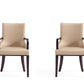 Manhattan Comfort Shubert Faux Leather & Velvet Tan Dining Armchairs In A Set Of 2