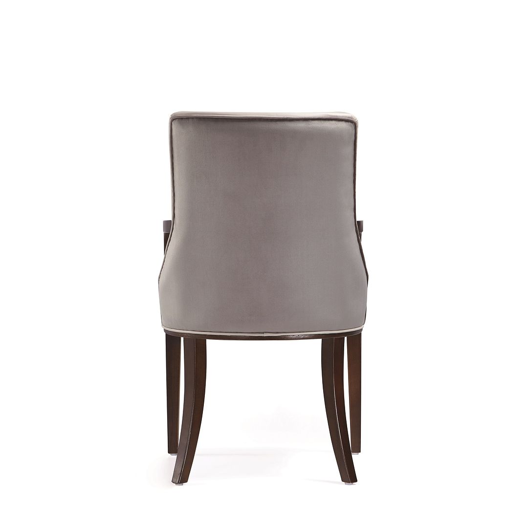 Manhattan Comfort Shubert Modern Faux Leather & Velvet Dining Armchair In Light Gray