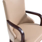 Manhattan Comfort Shubert Modern Faux Leather & Velvet Dining Armchair In Tan