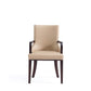 Manhattan Comfort Shubert Modern Faux Leather & Velvet Dining Armchair In Tan