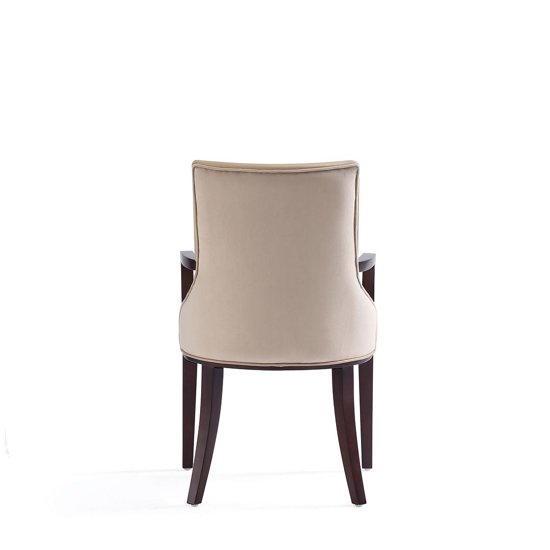 Manhattan Comfort Shubert Modern Faux Leather & Velvet Dining Armchair In Tan