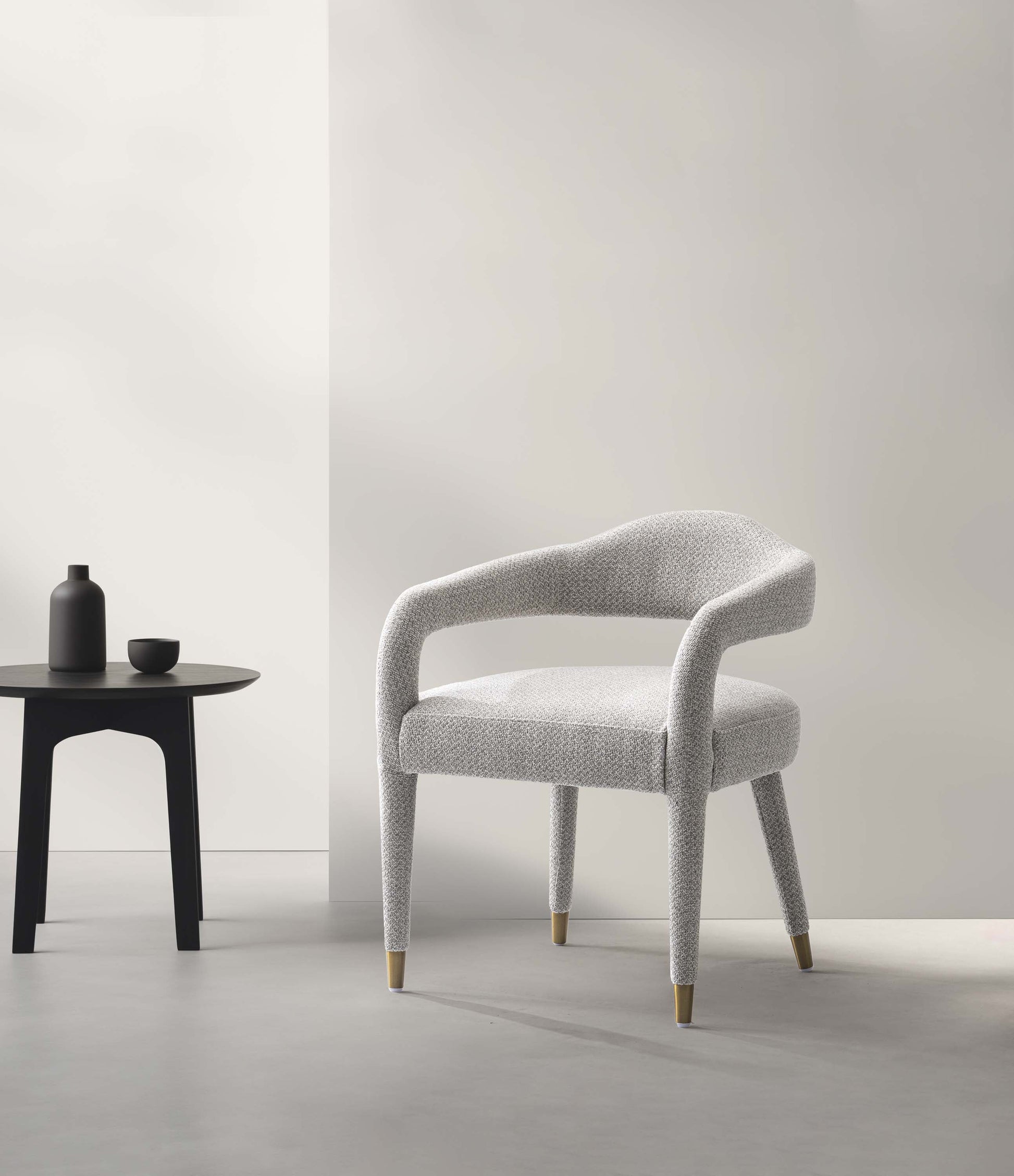 Manhattan Comfort Silver Modern Aspen Tweed Dining Armchair