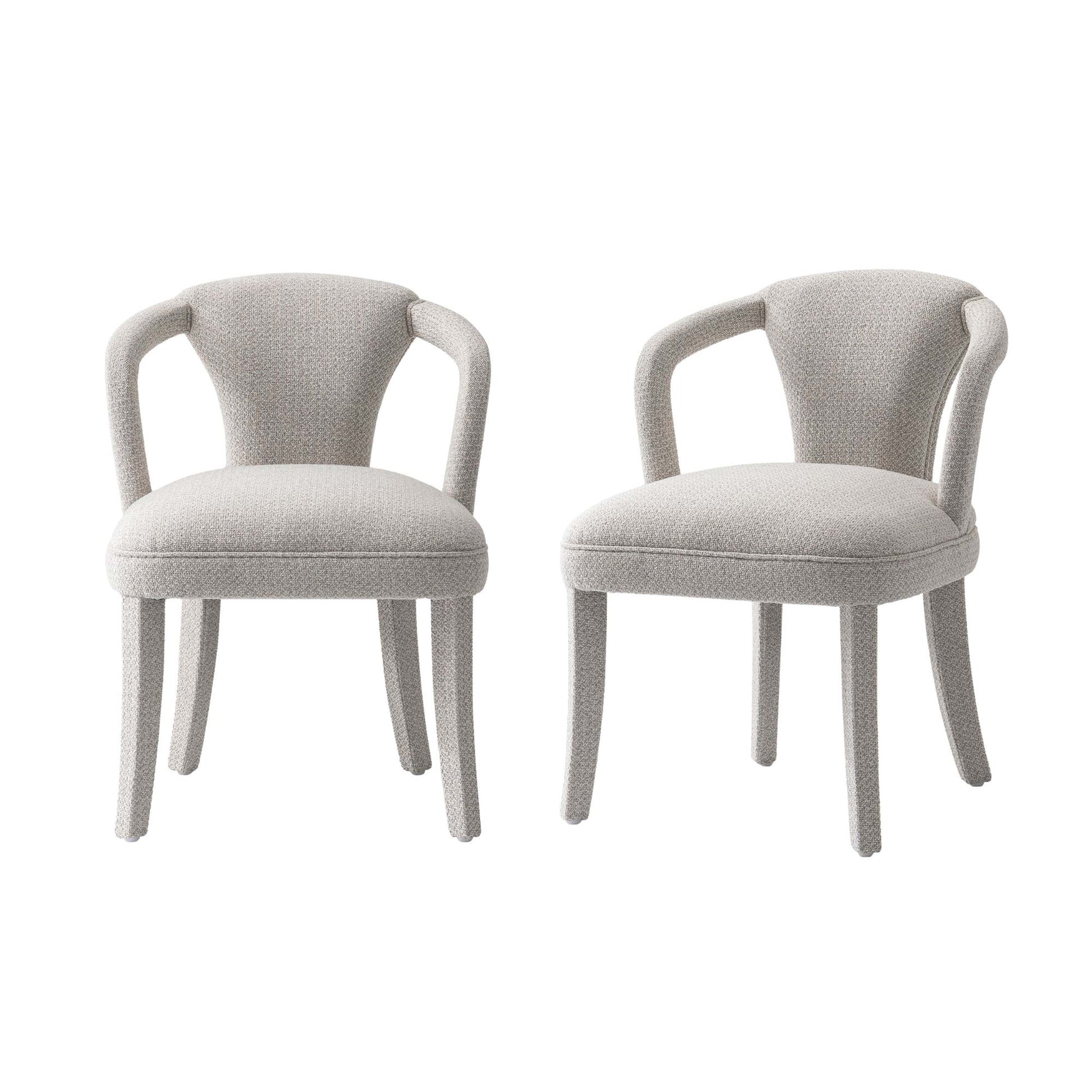Manhattan Comfort Silver Modern Palmer Tweed Dining Armchair In A Set Of 2