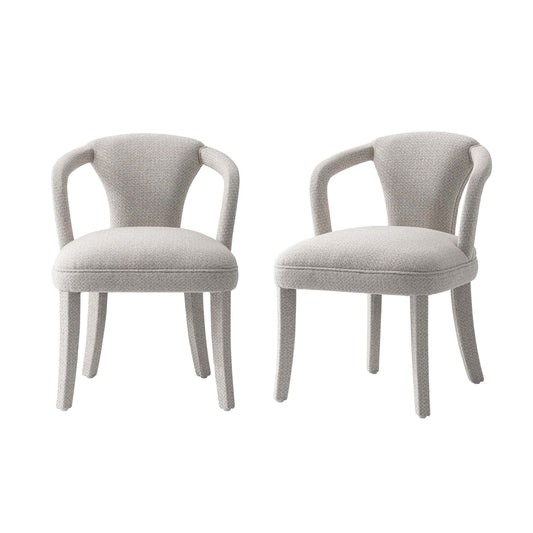 Manhattan Comfort Silver Modern Palmer Tweed Dining Armchair In A Set Of 2
