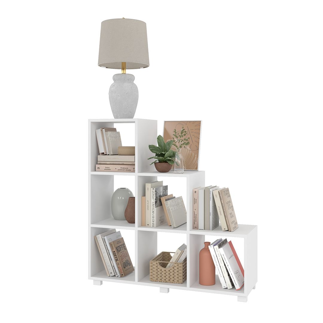 Manhattan Comfort Sophisticated Cascavel Stair Cubby With 6-Cube Shelv ...