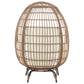 Manhattan Comfort Spezia Freestanding Steel and Rattan Outdoor Egg Chair With Cushions In Cream