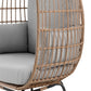 Manhattan Comfort Spezia Freestanding Steel and Rattan Outdoor Egg Chair With Cushions In Gray