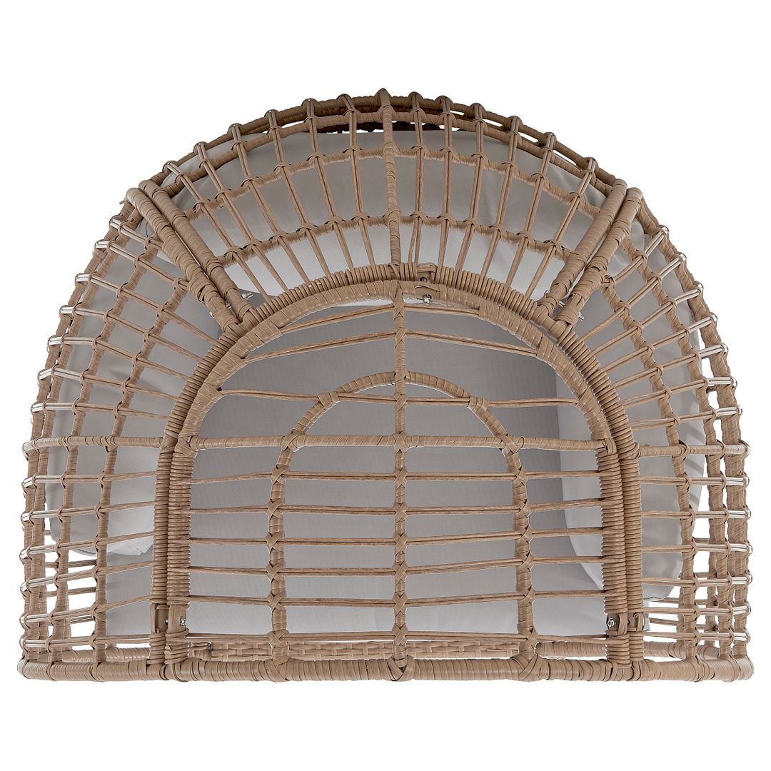 Manhattan Comfort Spezia Freestanding Steel and Rattan Outdoor Egg Chair With Cushions In Gray