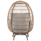 Manhattan Comfort Spezia Freestanding Steel and Rattan Outdoor Egg Chair With Cushions In Gray