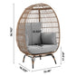 Manhattan Comfort Spezia Freestanding Steel and Rattan Outdoor Egg Chair With Cushions In Gray