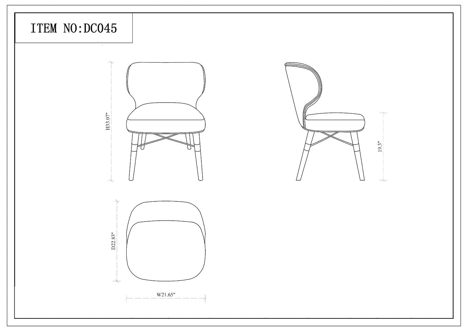 Manhattan Comfort Strine Royal Blue Velvet Dining Chair