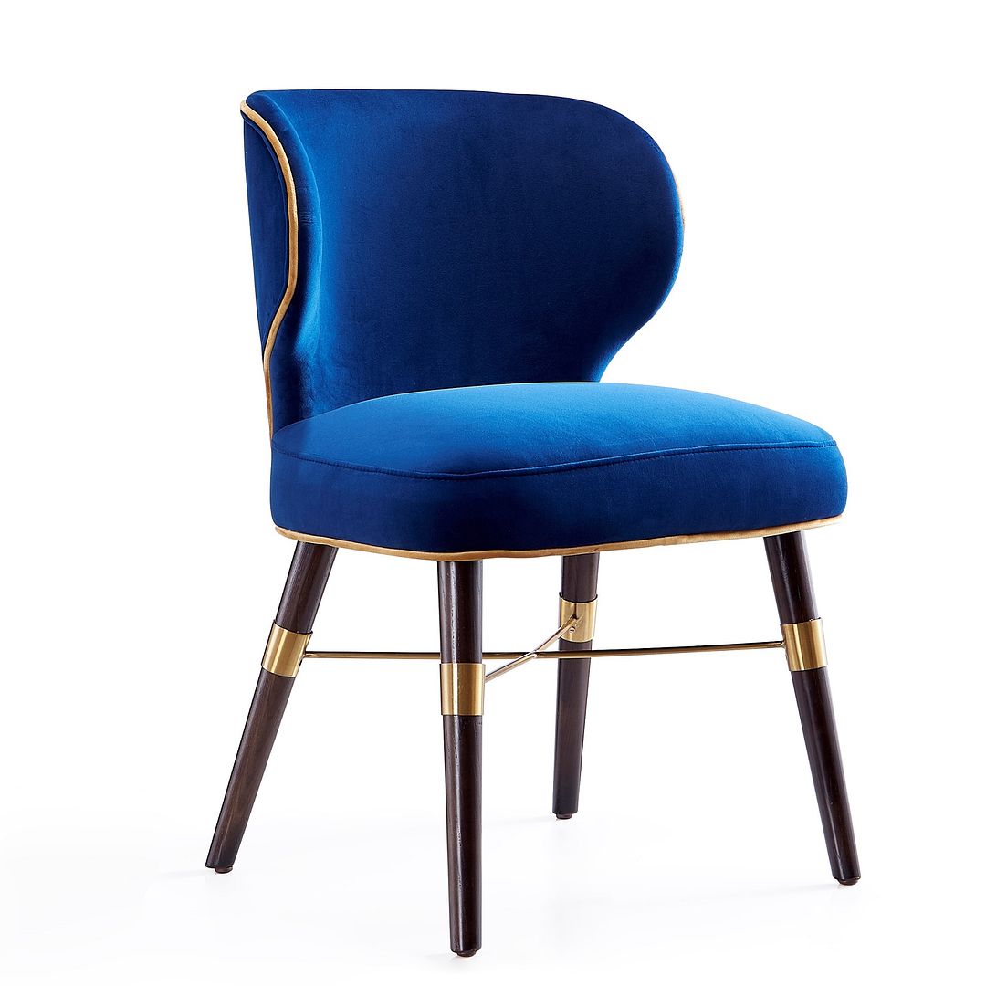Manhattan Comfort Strine Royal Blue Velvet Dining Chair