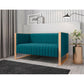 Manhattan Comfort Trillium 57" Aqua Blue & Gold Velvet 2-Seater Loveseat