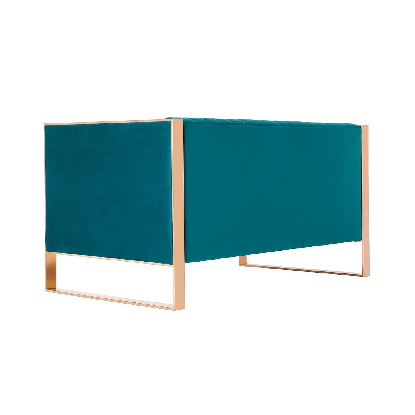 Manhattan Comfort Trillium 57" Aqua Blue & Gold Velvet 2-Seater Loveseat