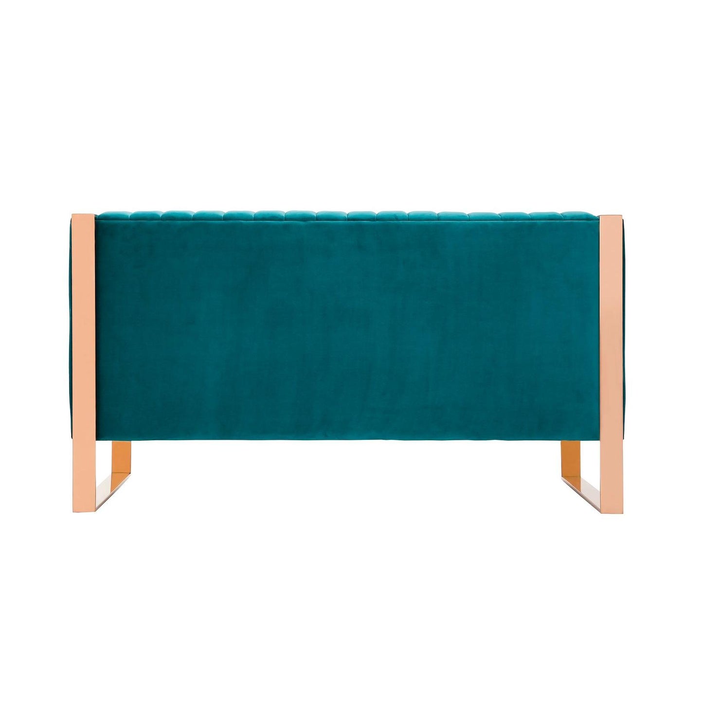 Manhattan Comfort Trillium 57" Aqua Blue & Gold Velvet 2-Seater Loveseat