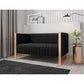 Manhattan Comfort Trillium 57" Black & Gold Velvet 2-Seater Loveseat