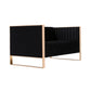Manhattan Comfort Trillium 57" Black & Gold Velvet 2-Seater Loveseat