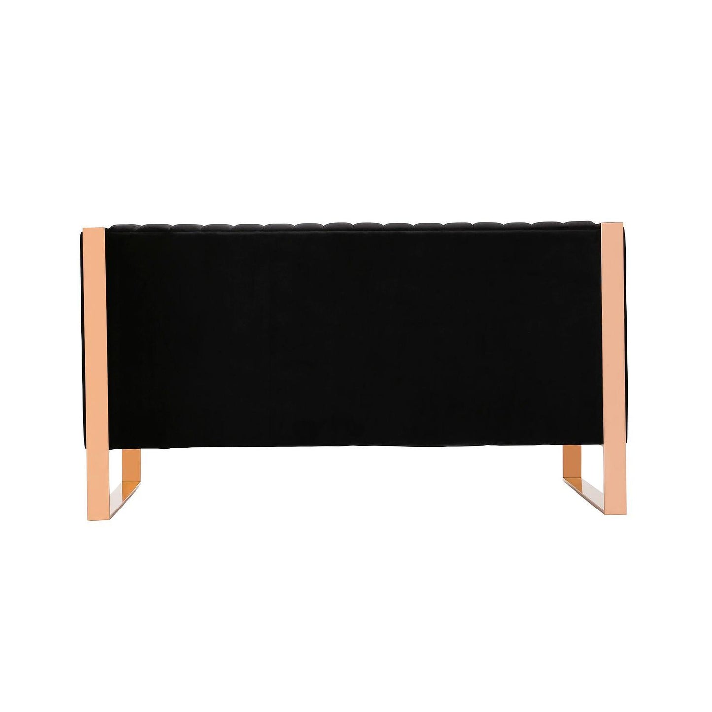 Manhattan Comfort Trillium 57" Black & Gold Velvet 2-Seater Loveseat