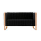 Manhattan Comfort Trillium 57" Black & Gold Velvet 2-Seater Loveseat