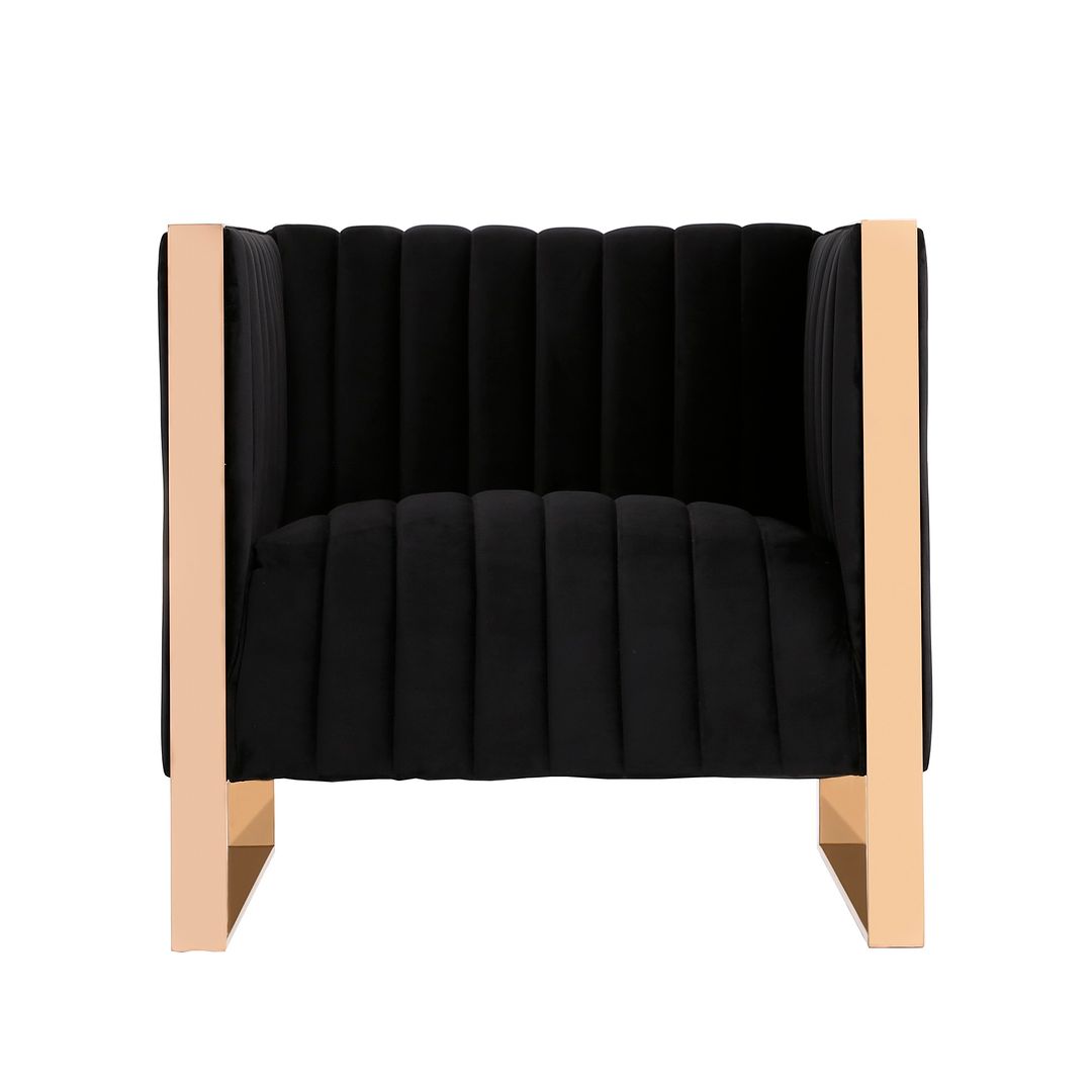 Manhattan Comfort Trillium Black & Gold Velvet Accent Chair