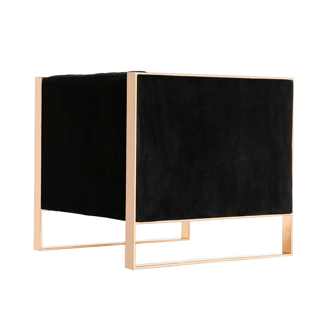 Manhattan Comfort Trillium Black & Gold Velvet Accent Chair