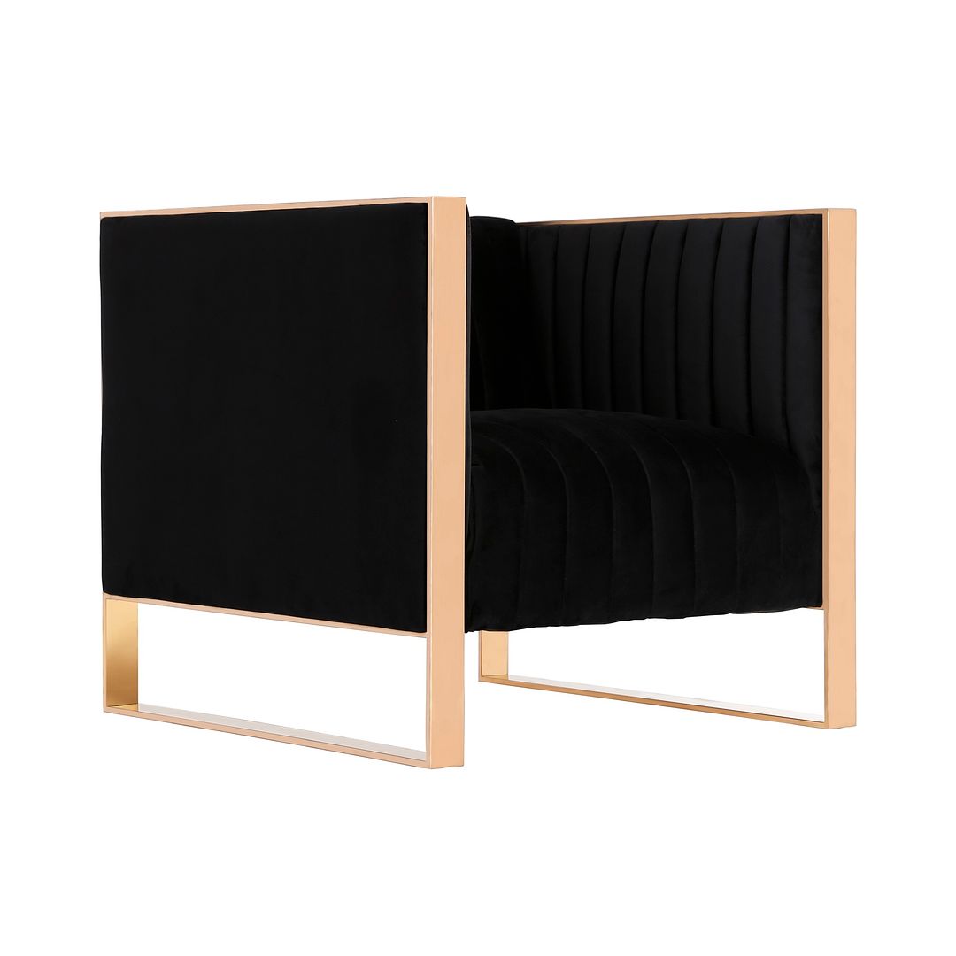Manhattan Comfort Trillium Black & Gold Velvet Accent Chair