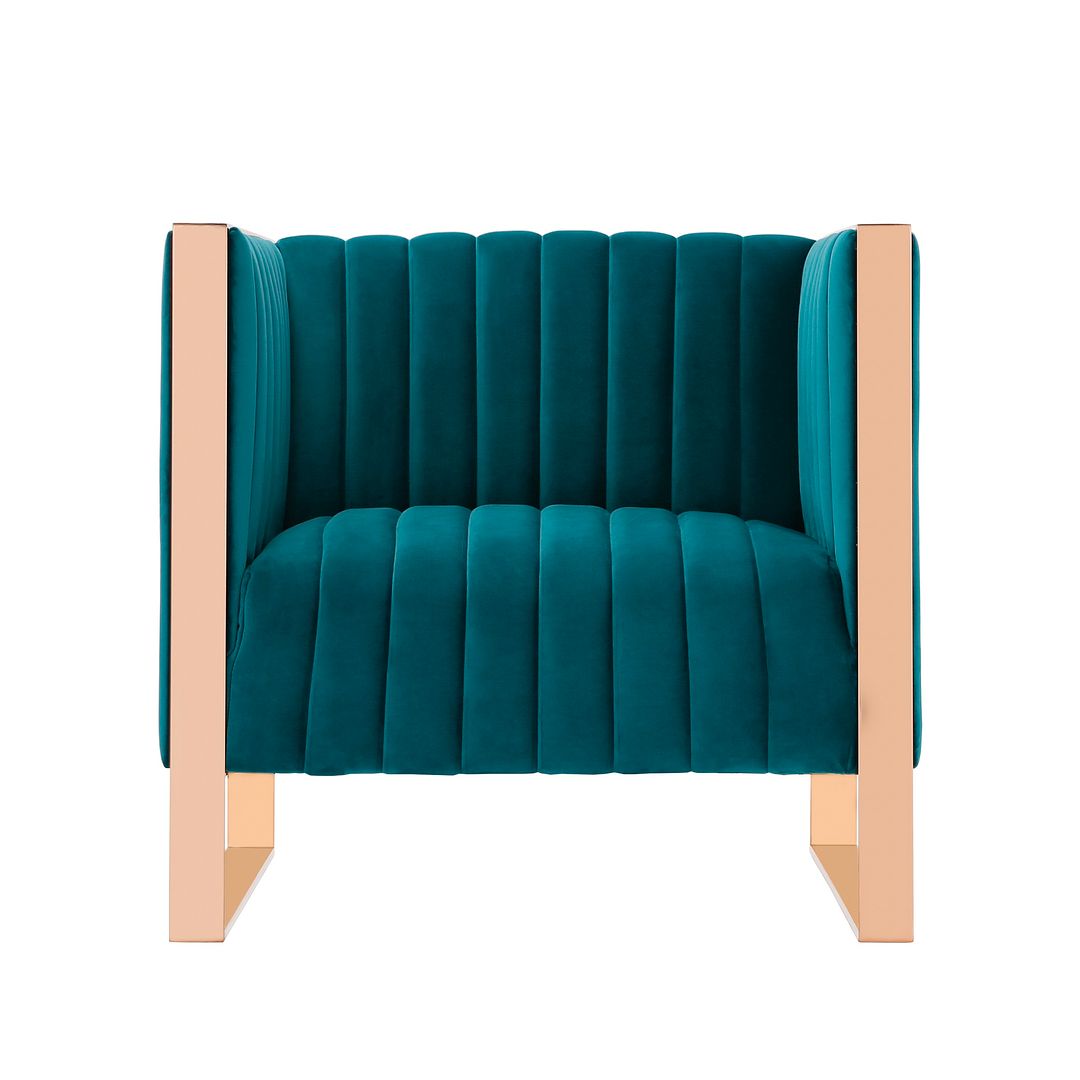 Manhattan Comfort Trillium Teal & Gold Velvet Accent Chair