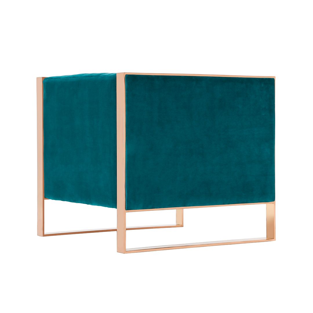 Manhattan Comfort Trillium Teal & Gold Velvet Accent Chair