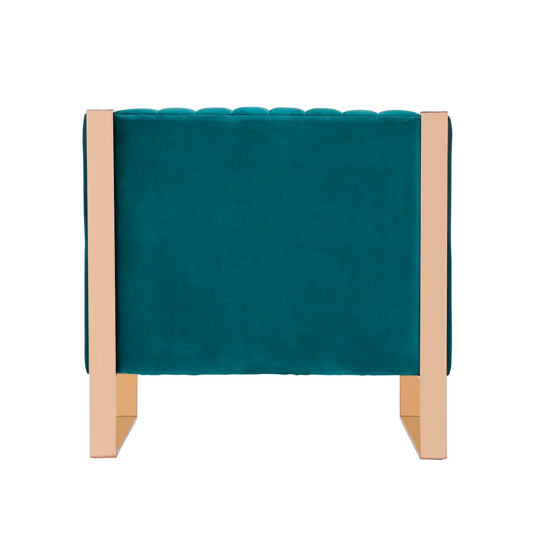 Manhattan Comfort Trillium Teal & Gold Velvet Accent Chair