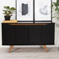 Manhattan Comfort Tudor 53" Sideboard With 4 Shelves In Black & Maple Cream